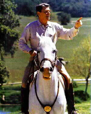President Reagan riding El Alamein